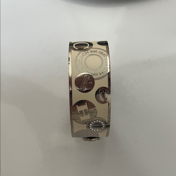 Coach Silver and Cream Logo Bangle - Picture 5 of 5